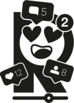 Symbol für Social Media Kommunikation – abgeleitetes Icon mit Interaktionselementen